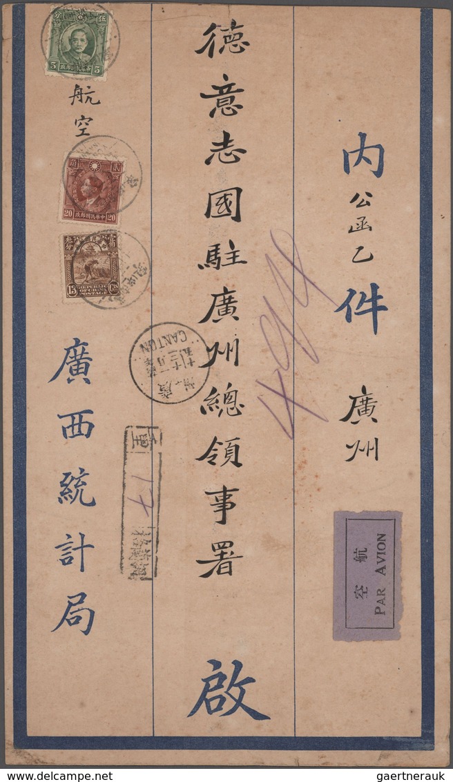 China: 1932/47, Covers (6): Official Cover By Air Mail From Kwangsi Statistical Office To German Con - Autres & Non Classés