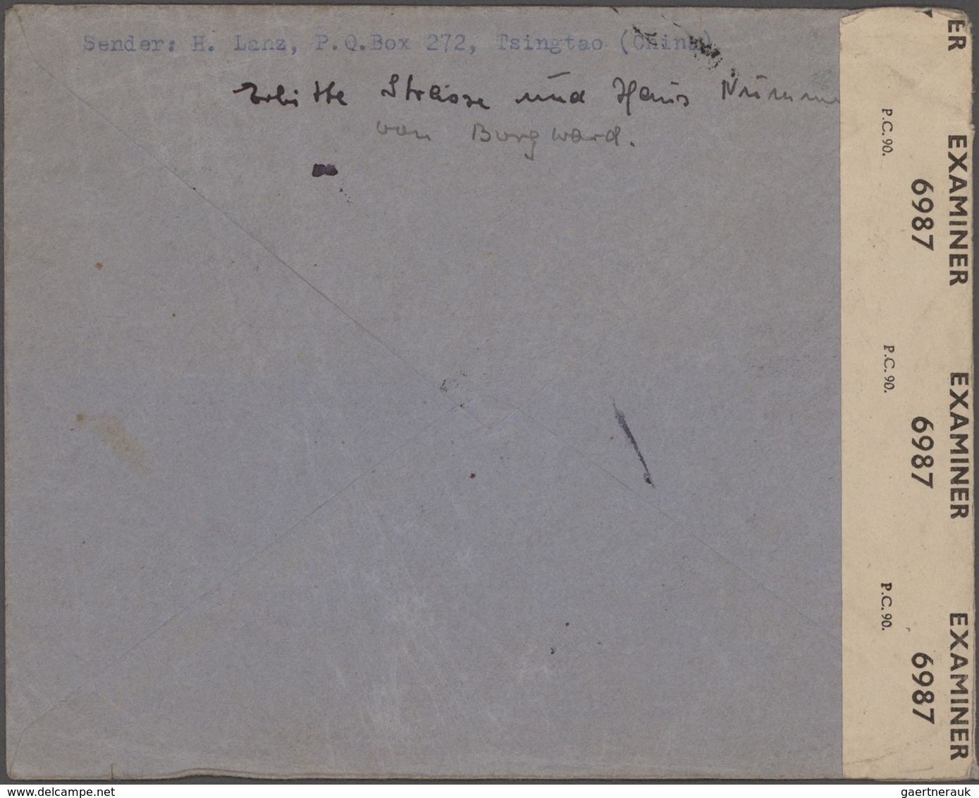 China: 1932/47, covers (6): official cover by air mail from Kwangsi Statistical office to German Con