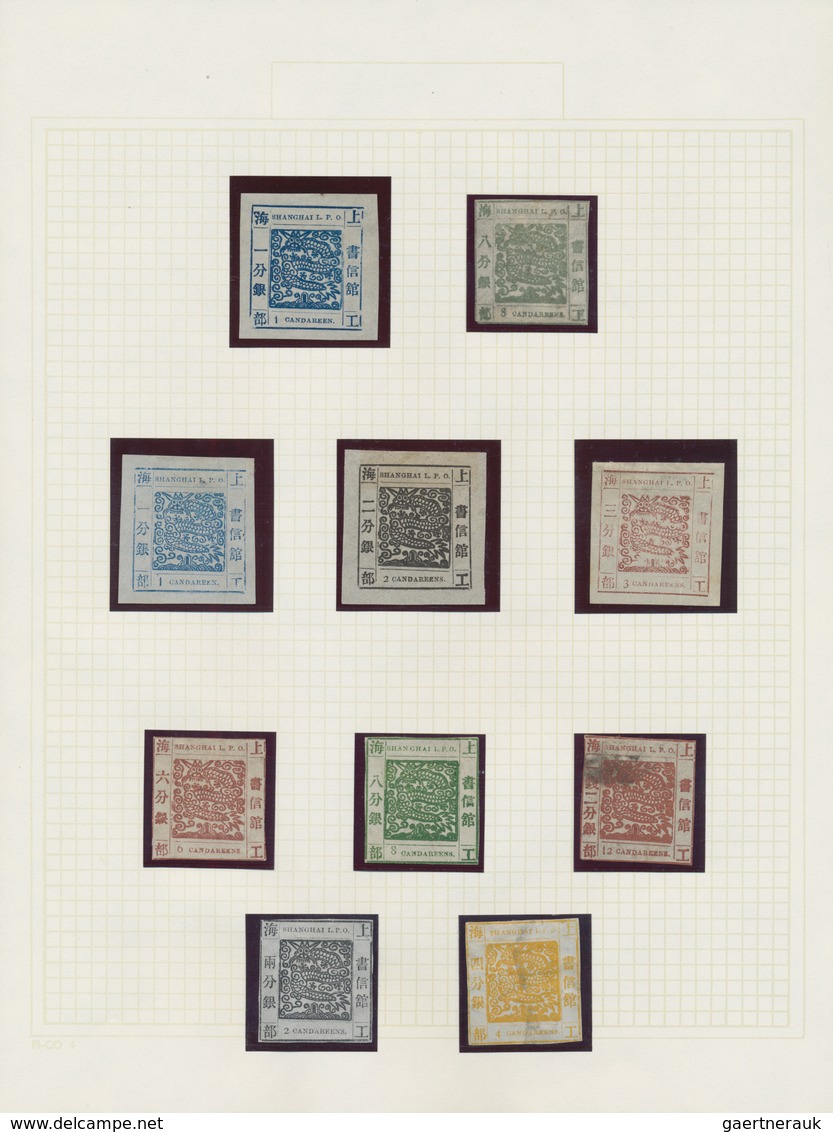 China - Shanghai: 1865/93, Collection Mint And Used Mounted On Pages, A.o. 23 Large Dragons Inc. Pai - Other & Unclassified