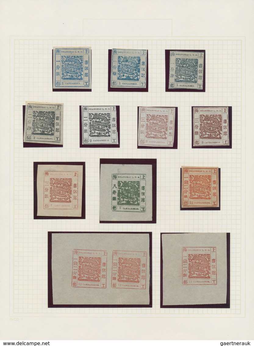 China - Shanghai: 1865/93, Collection Mint And Used Mounted On Pages, A.o. 23 Large Dragons Inc. Pai - Other & Unclassified