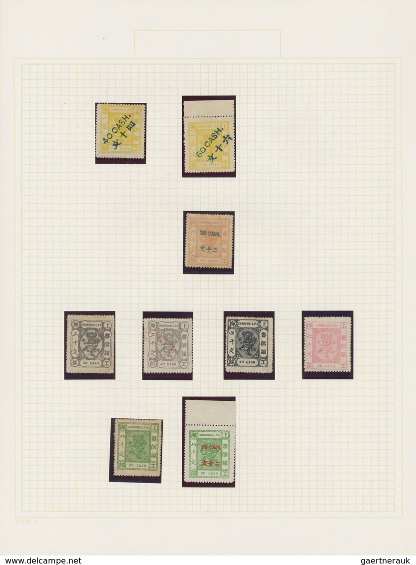 China - Shanghai: 1865/93, collection mint and used mounted on pages, a.o. 23 large dragons inc. pai