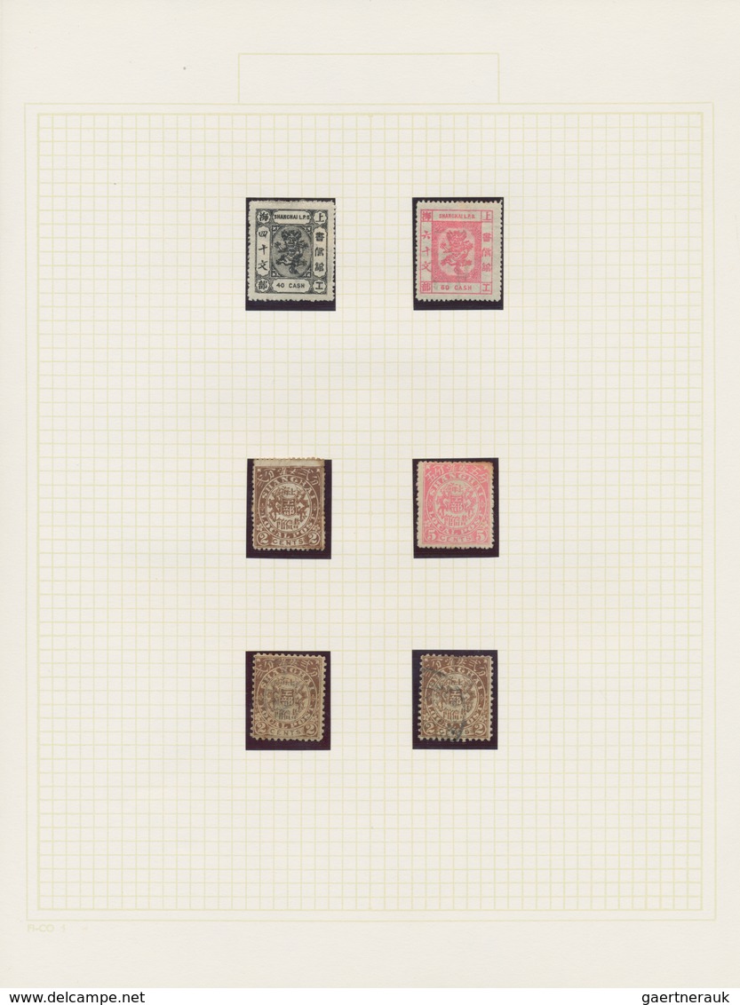China - Shanghai: 1865/93, collection mint and used mounted on pages, a.o. 23 large dragons inc. pai