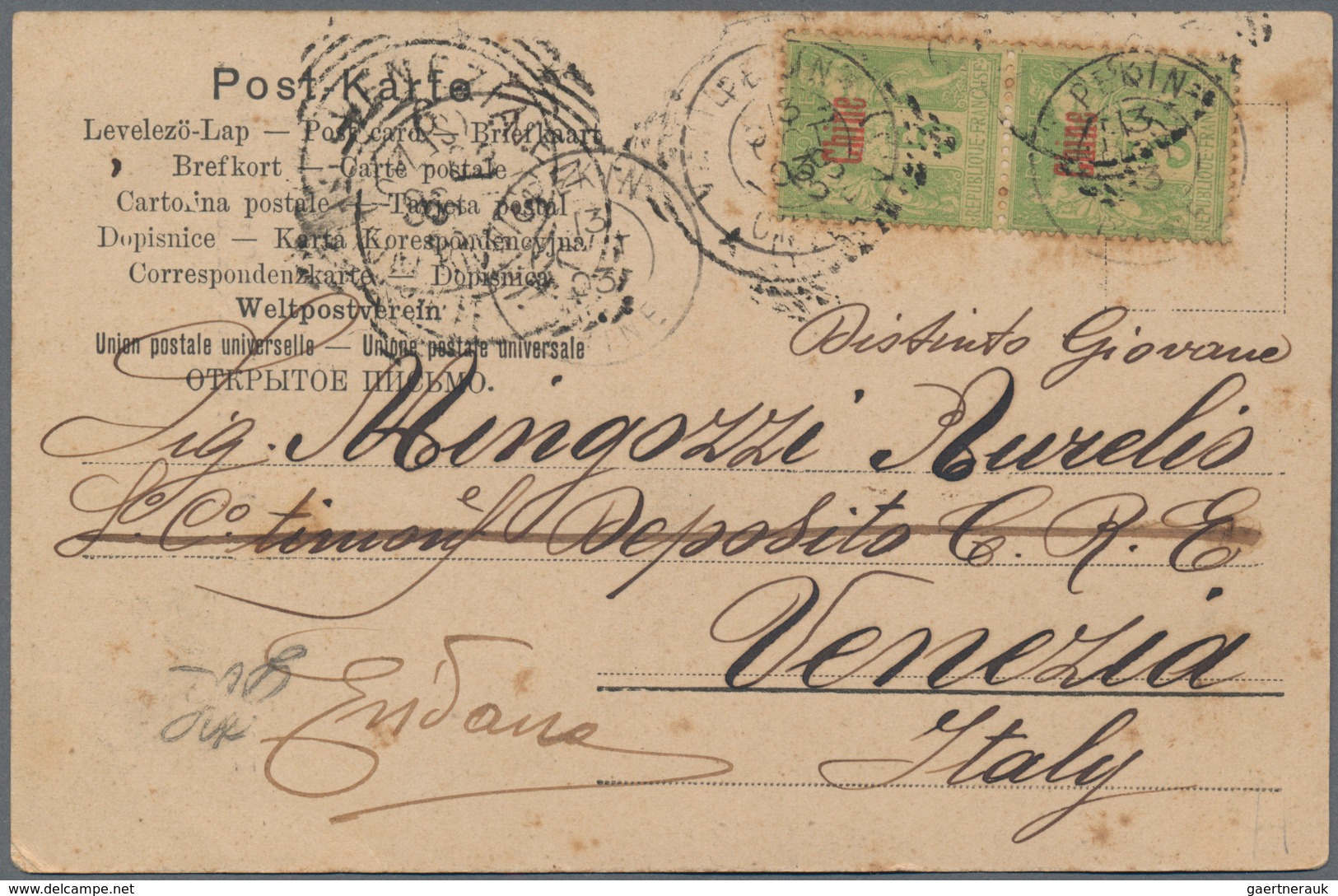 China - Fremde Postanstalten / Foreign Offices: France, 1896/1903, Ppc Real Used At The 10 Ct. Or 5 - Autres & Non Classés
