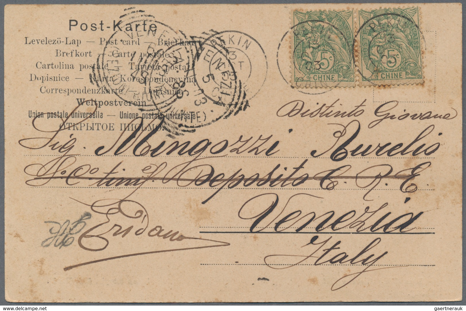 China - Fremde Postanstalten / Foreign Offices: France, 1896/1903, Ppc Real Used At The 10 Ct. Or 5 - Other & Unclassified
