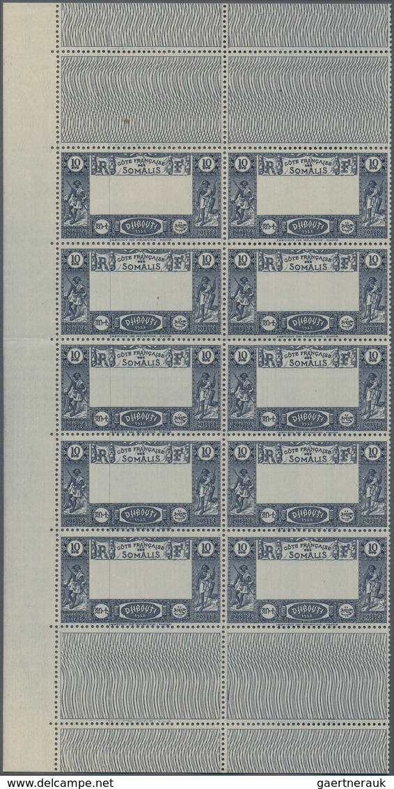 Dschibuti: 1938, Definitives "Views Of Djibouti", 10fr. Showing Variety "Missing Centre", 18 Stamps - Other & Unclassified