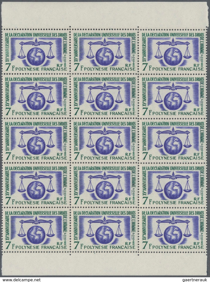 Französisch-Polynesien: 1963, 7fr. "Human Rights", 55 Stamps Within Multiples, Mint Never Hinged. Ma - Unused Stamps