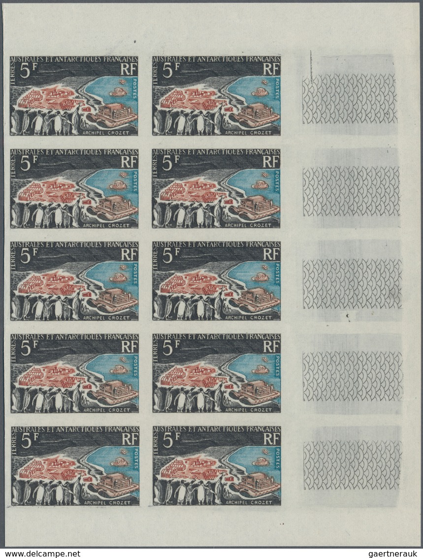 Französische Gebiete In Der Antarktis: 1963, 5fr. "Archipel Crozet" Imperforate, Marginal Block Of T - Lettres & Documents