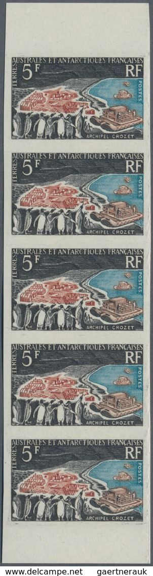 Französische Gebiete In Der Antarktis: 1963, 5fr. "Archipel Crozet" Imperforate, Marginal Block Of T - Lettres & Documents