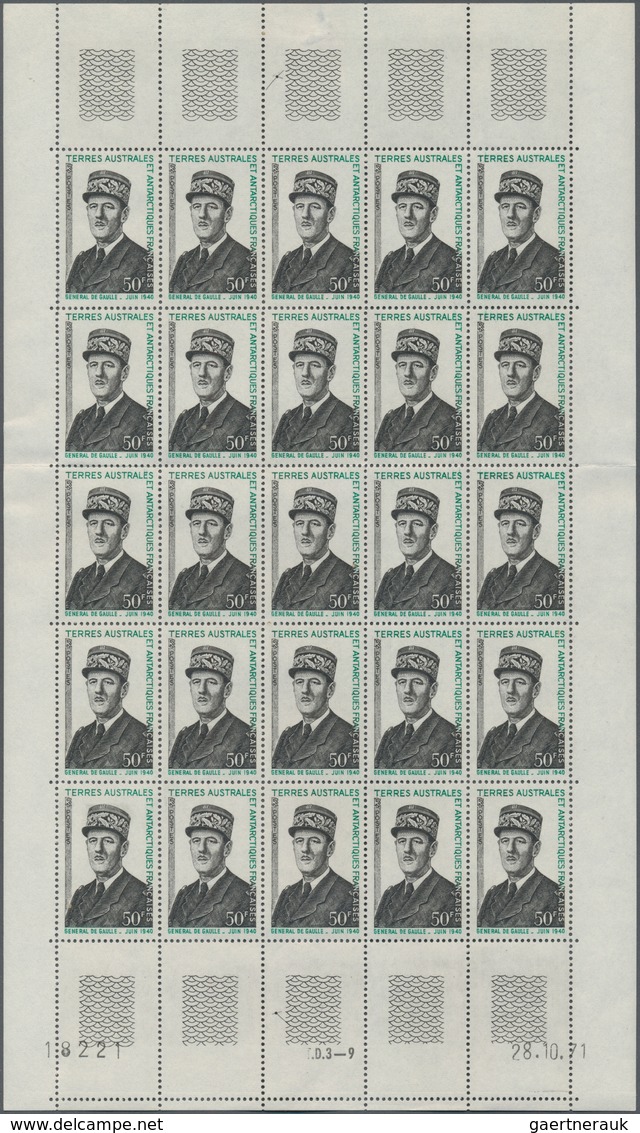 Französische Gebiete In Der Antarktis: 1972, Death Anniversary Of Gen. Charles De Gaulle, 50fr. And - Lettres & Documents