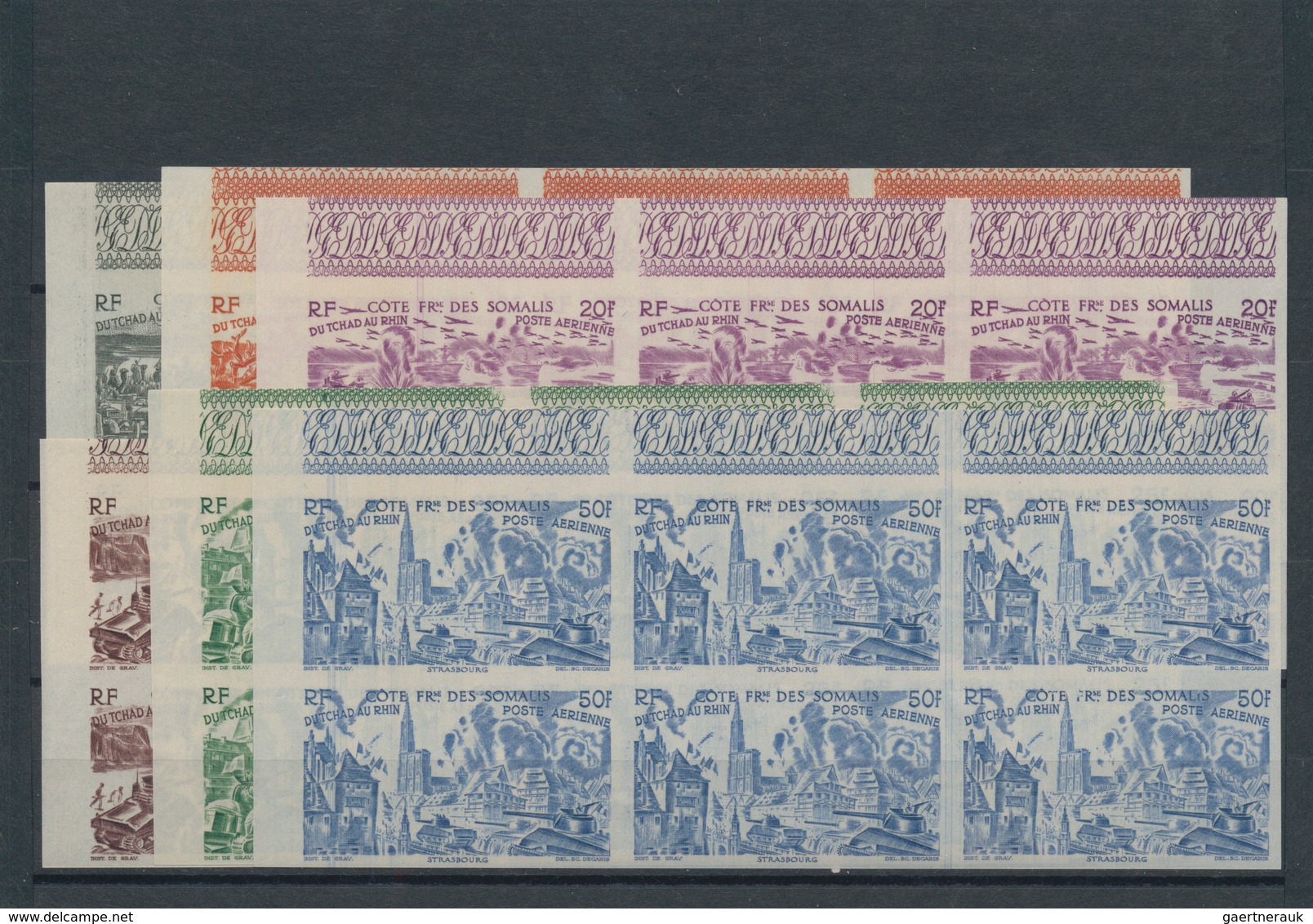 Französische Somaliküste: 1946, "Du Chad A Rhin", Complete Set In Imperforate Marginal Blocks Of Six - Neufs