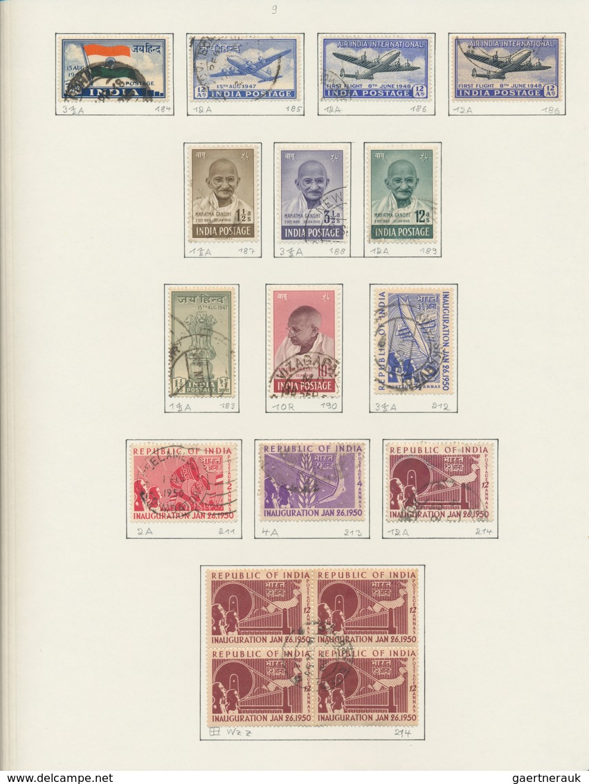 Indien: 1854-1989 Collection of mostly used stamps, from 10 Lithographs (three 4a., cut-to-shape) an