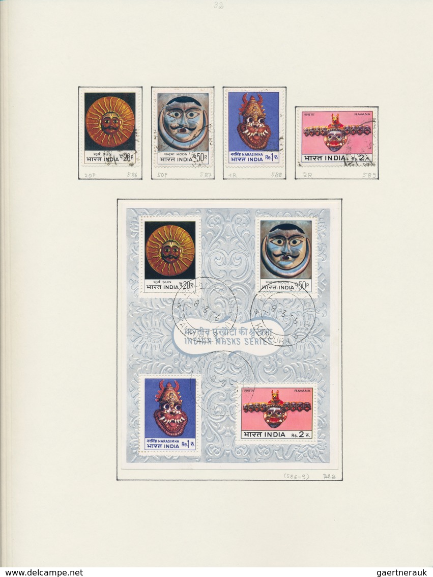 Indien: 1854-1989 Collection of mostly used stamps, from 10 Lithographs (three 4a., cut-to-shape) an