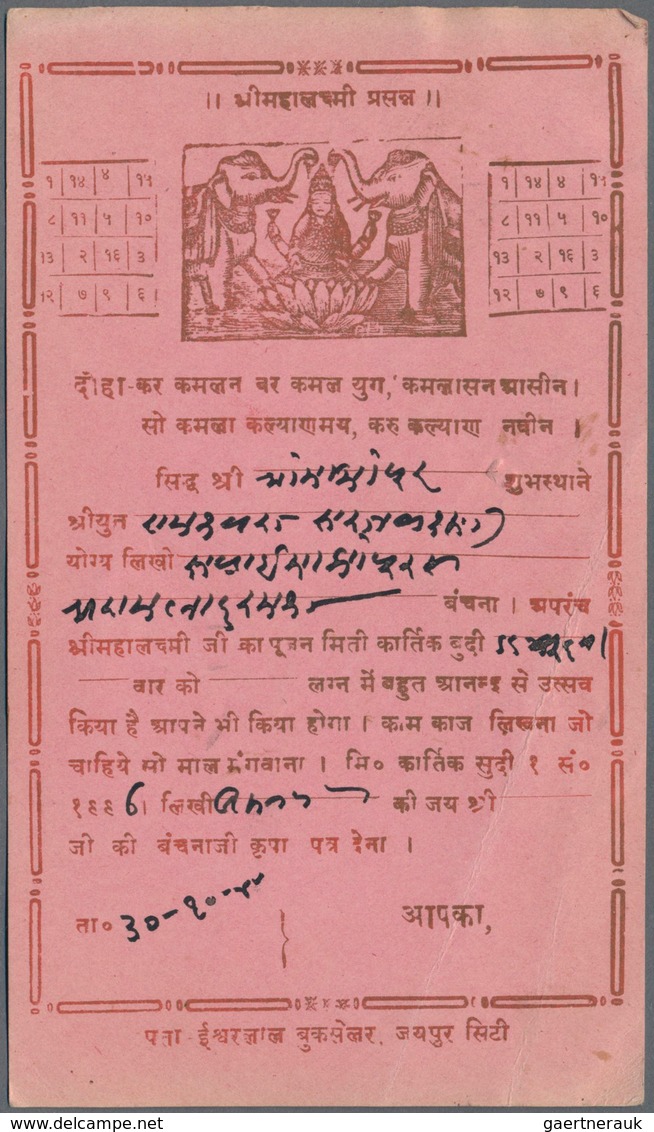 Indien - Feudalstaaten - Jaipur: 1930's-40's: About 240-250 Covers And Postcards, Most Used Domestic - Autres & Non Classés