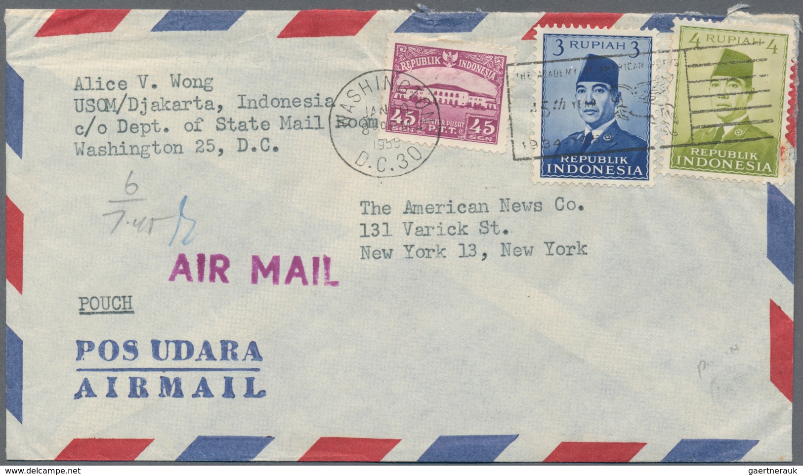 Indonesien: 1948/2004 (ca.), Lot Of Covers (36 Inc. Two With 1952 Currency Control Label On Reverse - Indonesia