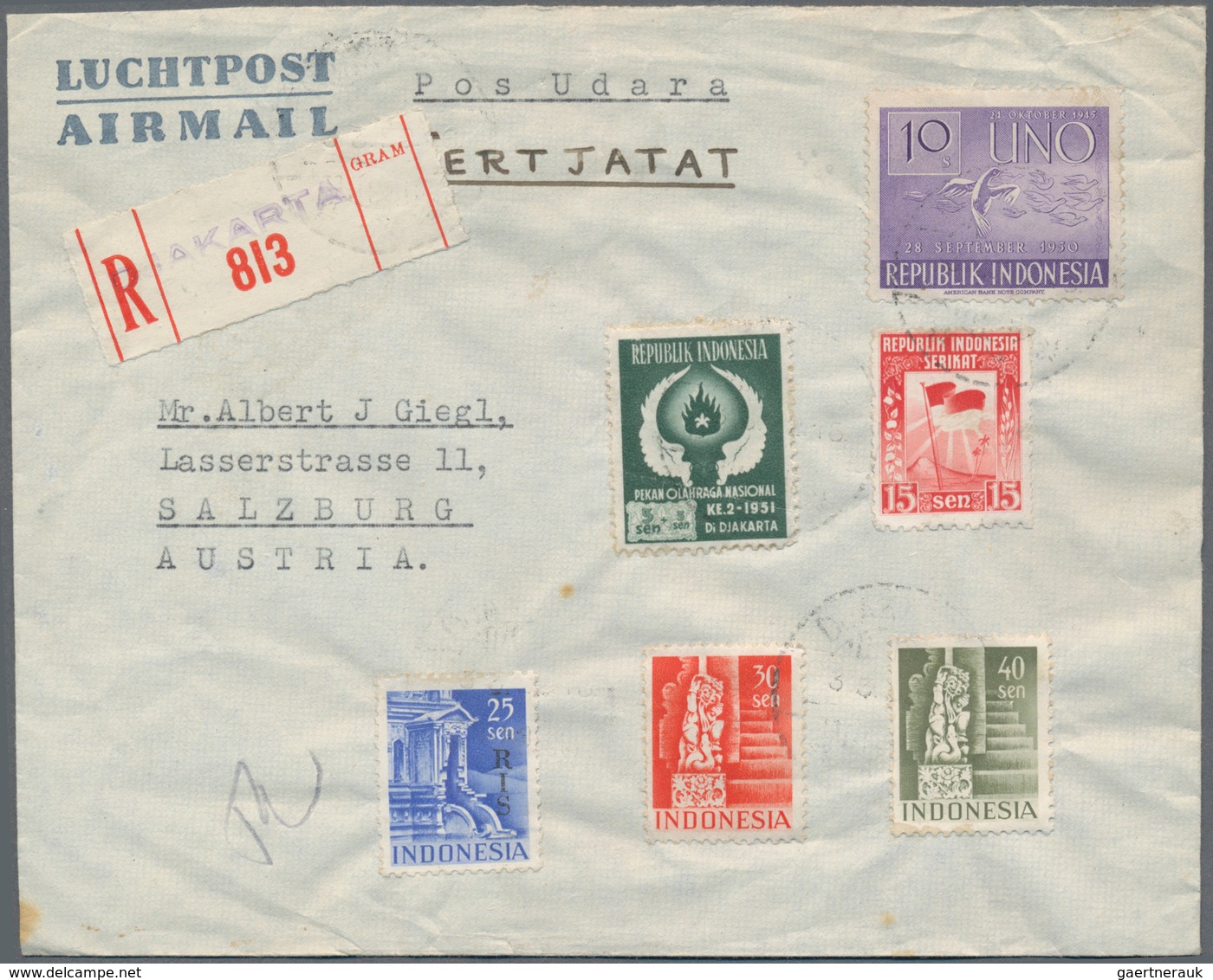 Indonesien: 1948/2004 (ca.), Lot Of Covers (36 Inc. Two With 1952 Currency Control Label On Reverse - Indonesia