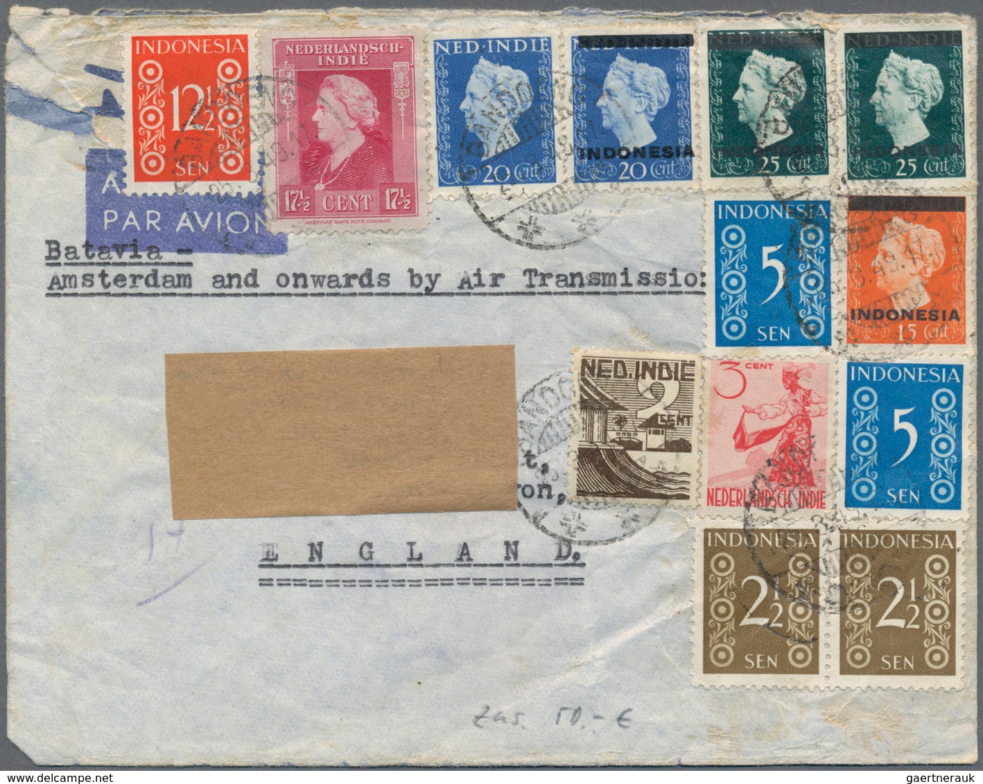 Indonesien: 1948/2004 (ca.), lot of covers (36 inc. two with 1952 currency control label on reverse