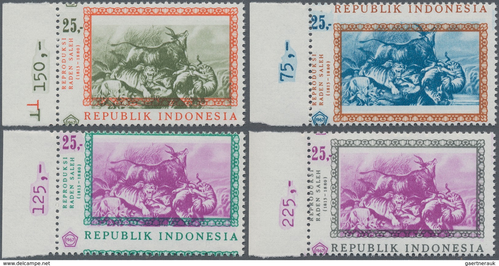 Indonesien: 1967, Painting From Raden Saleh 25r. 'forest Fire' In A Lot With About 750 Stamps Mostly - Indonésie