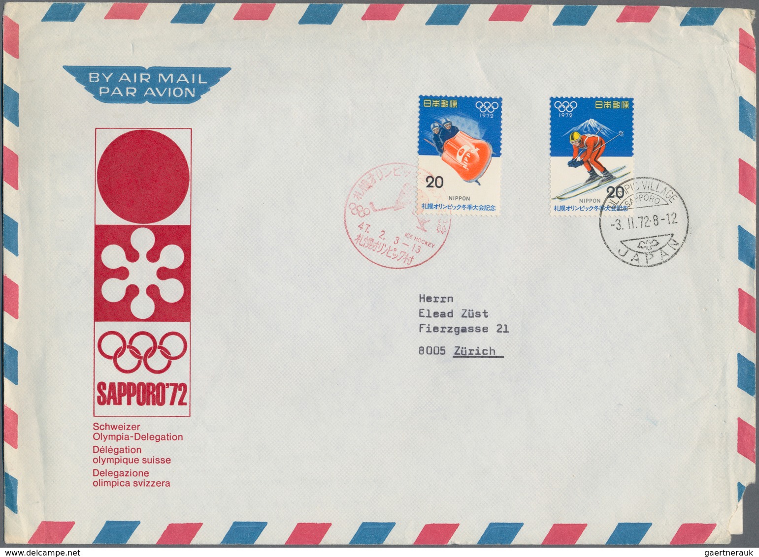 Japan: 1899/1995 (ca.), Lot Covers/used Ppc (57) Exclusively To Switzerland Inc. 1972 "SAPPORO OLYMP - Other & Unclassified