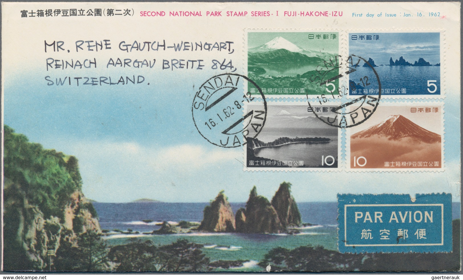 Japan: 1955/67 (ca.), FDC used to Switzerland (43) or unaddressed 12). Total 55 items, very clean co