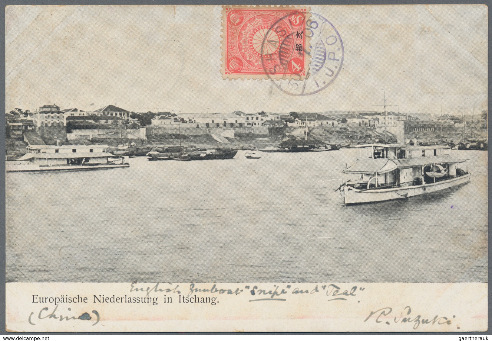 Japanische Post In China: 1900, "Shasi I.J.P.O." Latin Dater On Ppc (4, Inc. View Of Ichang Foreign - 1943-45 Shanghai & Nanjing