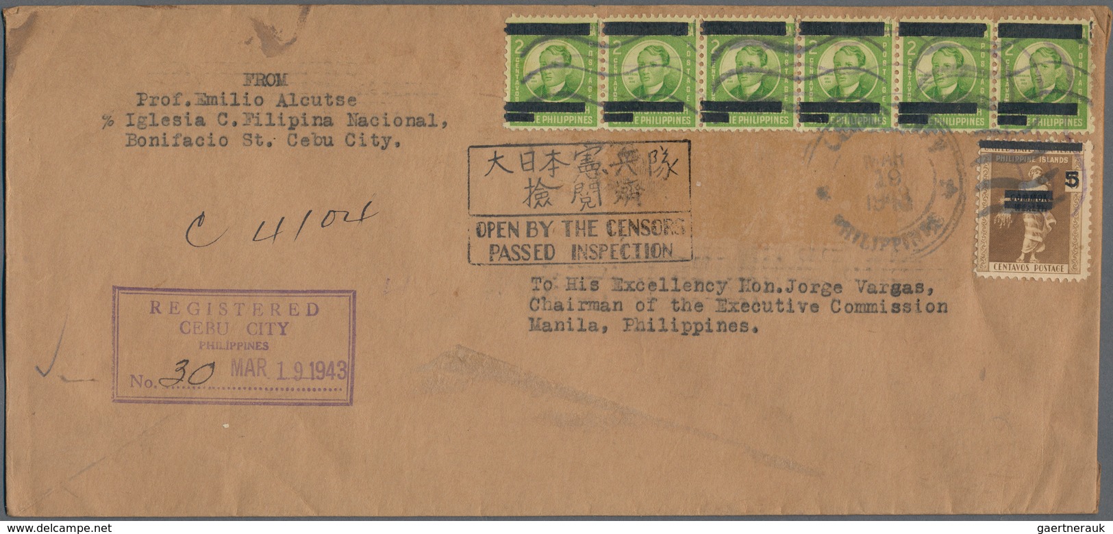 Japanische Besetzung  WK II - Philippinen: 1942, 2 C. Green Covers (5) To The Chairman Of The Philip - Philippines