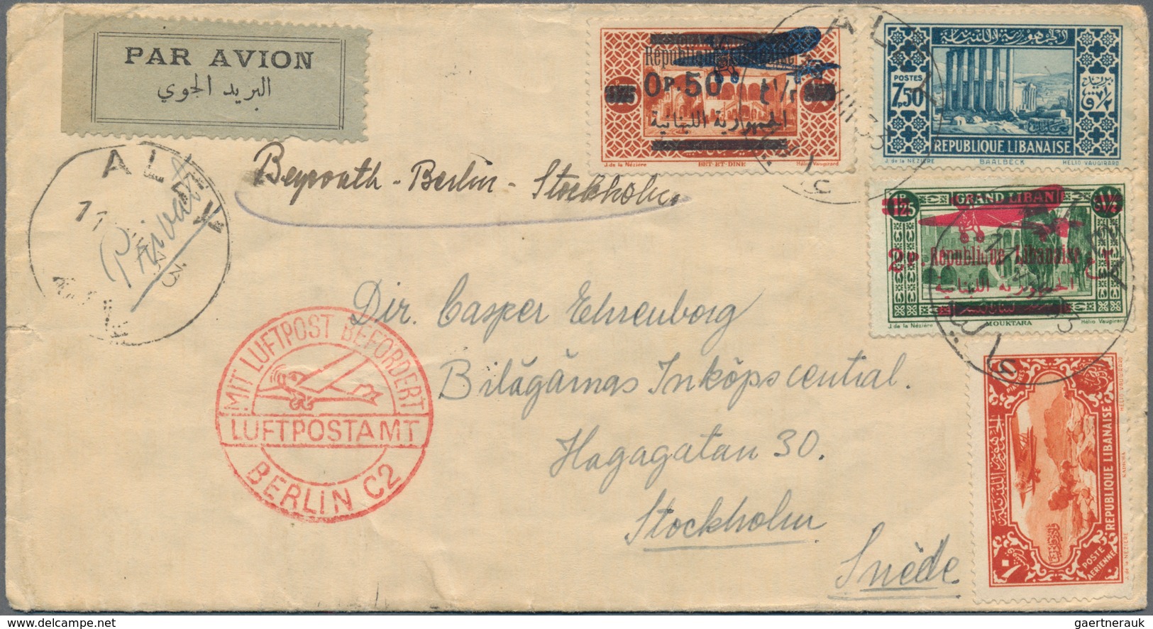 Libanon: 1927/88, Covers (35) All Used Foreign And Mostly To Swiss Or Austria. Inc. 1933 Air Mail To - Liban