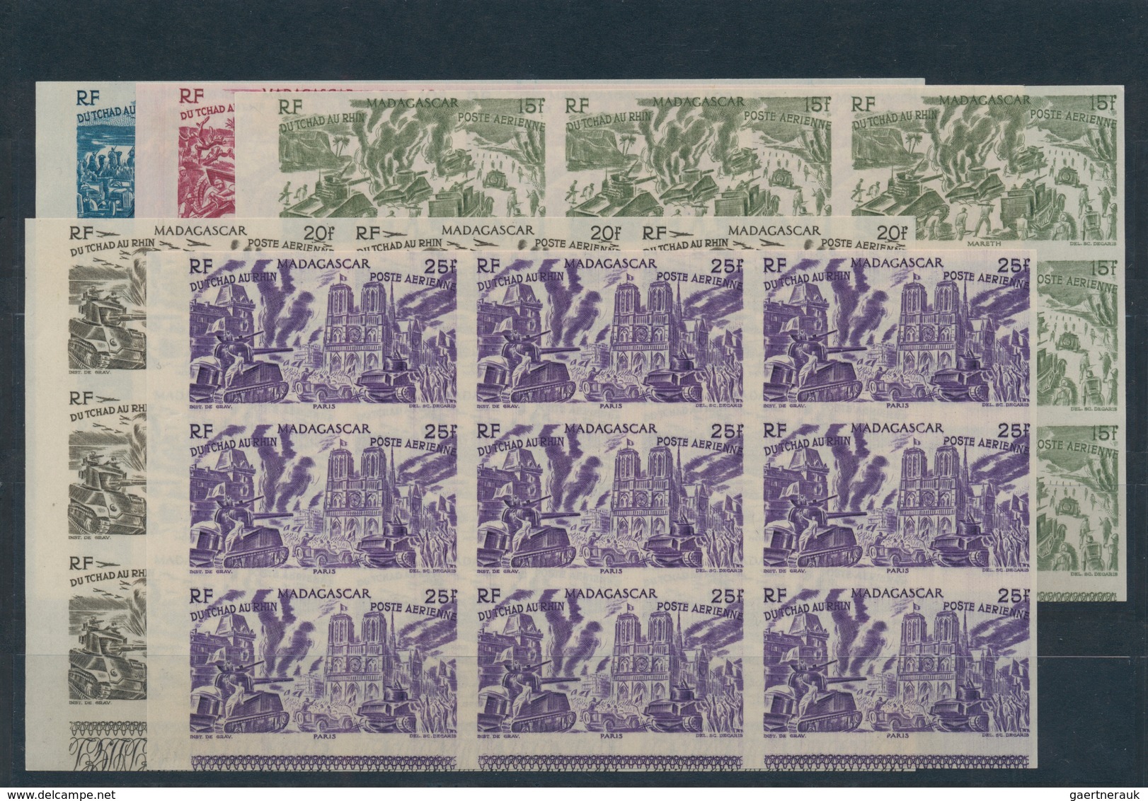 Madagaskar: 1946, "Du Chad A Rhin", Complete Set In Imperforate Left Marginal Blocks Of Nine, Mint N - Madagaskar (1960-...)