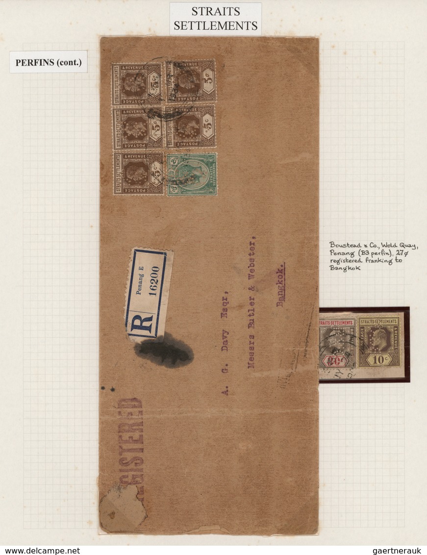 Malaiische Staaten - Straits Settlements: 1860's-1940's PERFINS: Collection Of About 180 Stamps Show - Straits Settlements