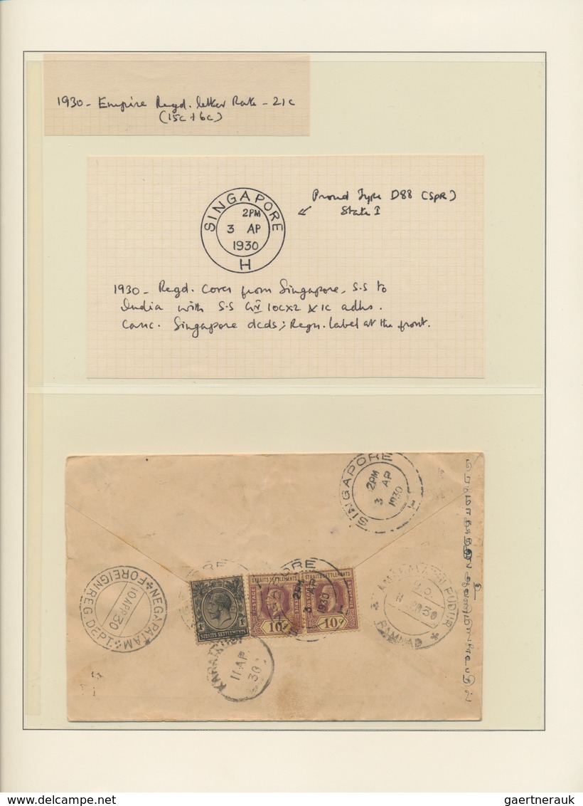 Malaiische Staaten - Straits Settlements: 1887-1947 POSTAL HISTORY: Collection of 45 covers, letters