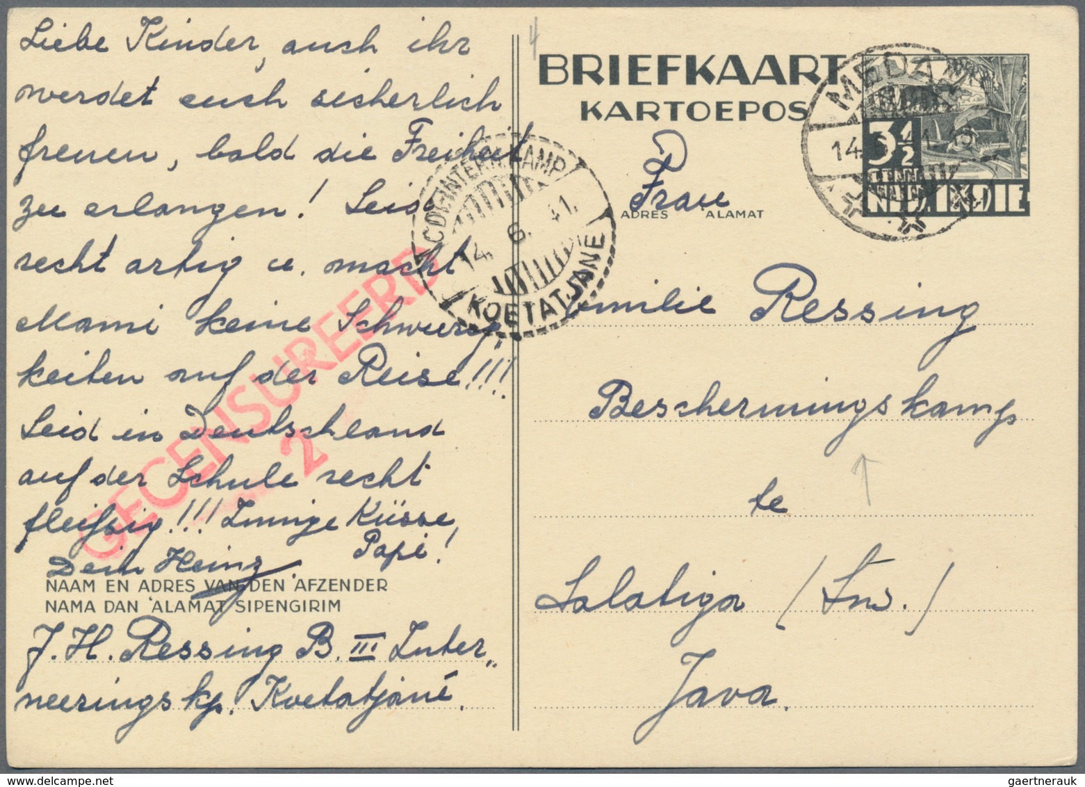 Niederländisch-Indien: 1940/41, Internment Camps For German Civilians, Stationery Cards (6) All W. C - Indes Néerlandaises