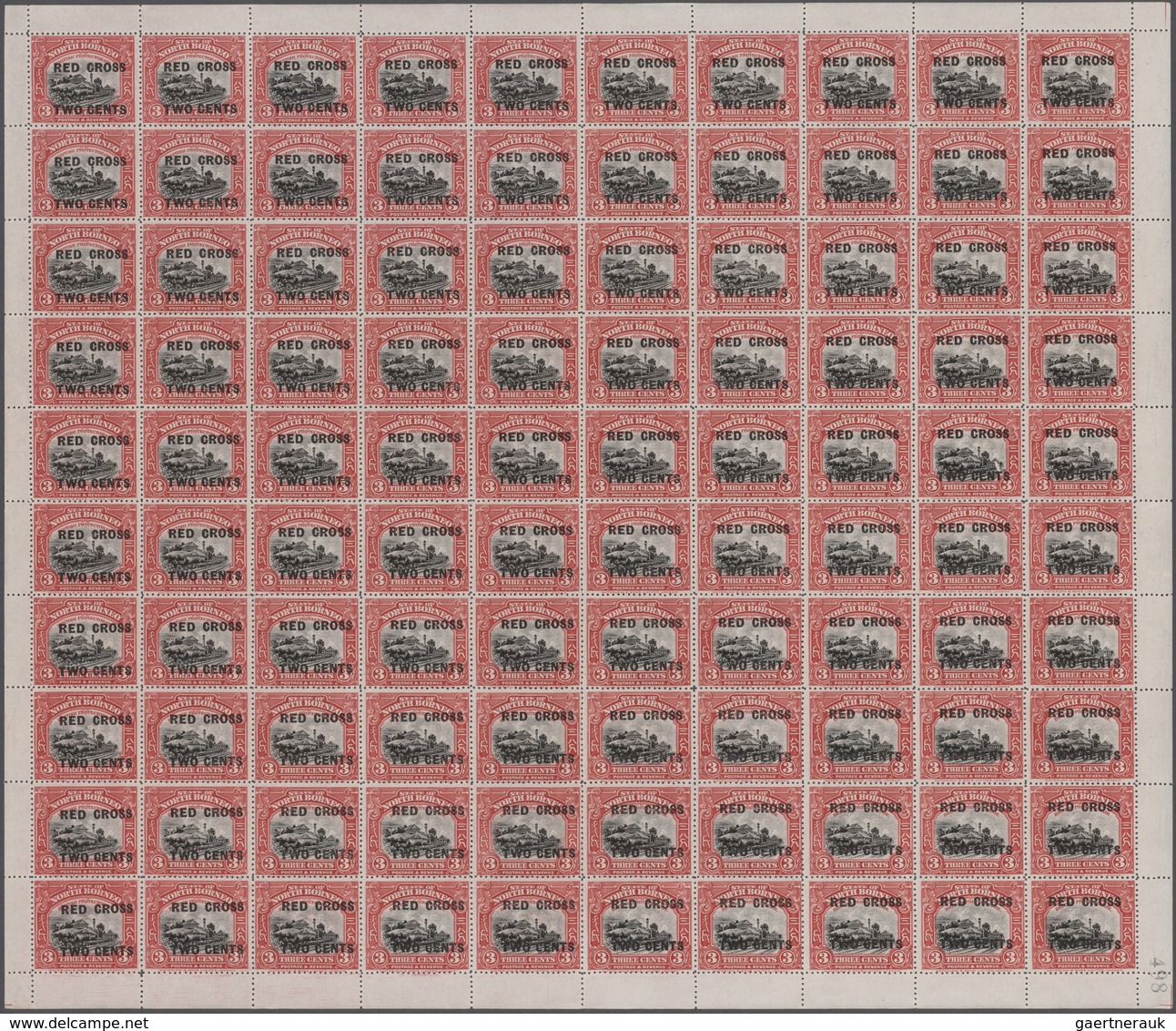 Nordborneo: 1918, Red Cross Overprints 1c., 2c., 3c., 4c., 5c., 6c., 8c., Seven Values In Complete ( - North Borneo (...-1963)