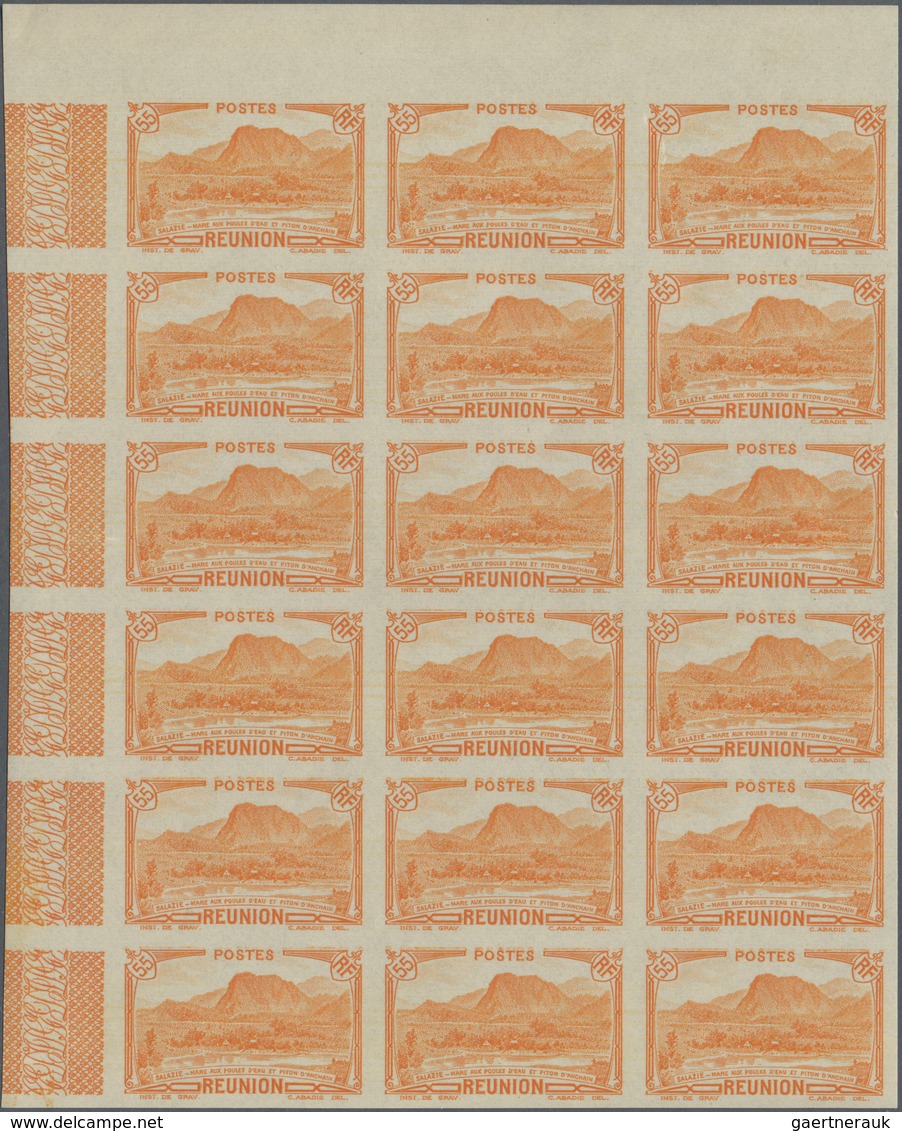 Reunion: 1938, Definitives Pictorials, 55c. "Piton D'Anchain", Imperforate Marginal Block Of 18, Min - Ungebraucht