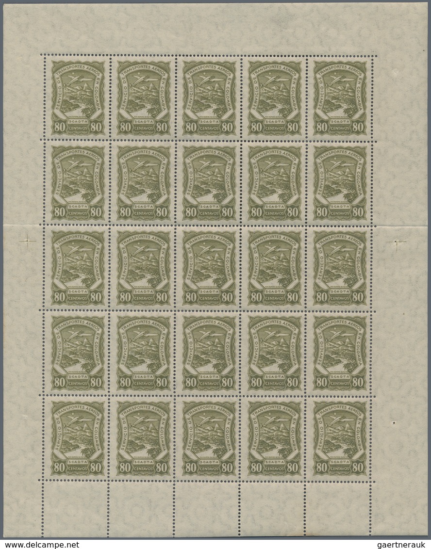 SCADTA - Ausgaben Für Kolumbien: 1921/1929, Collection Of 16 Different Complete (folded) Sheets Of 2 - Colombia