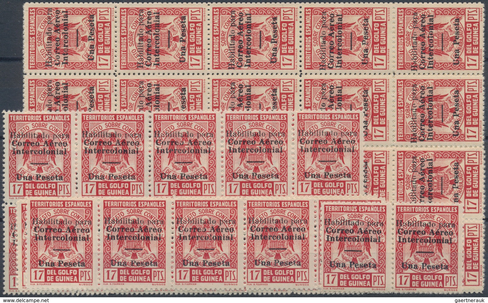 Spanische Besitzungen Im Golf Von Guinea: 1941, Provisional Overprints On Fiscal Stamps, 1pts. On 17 - Guinée Espagnole