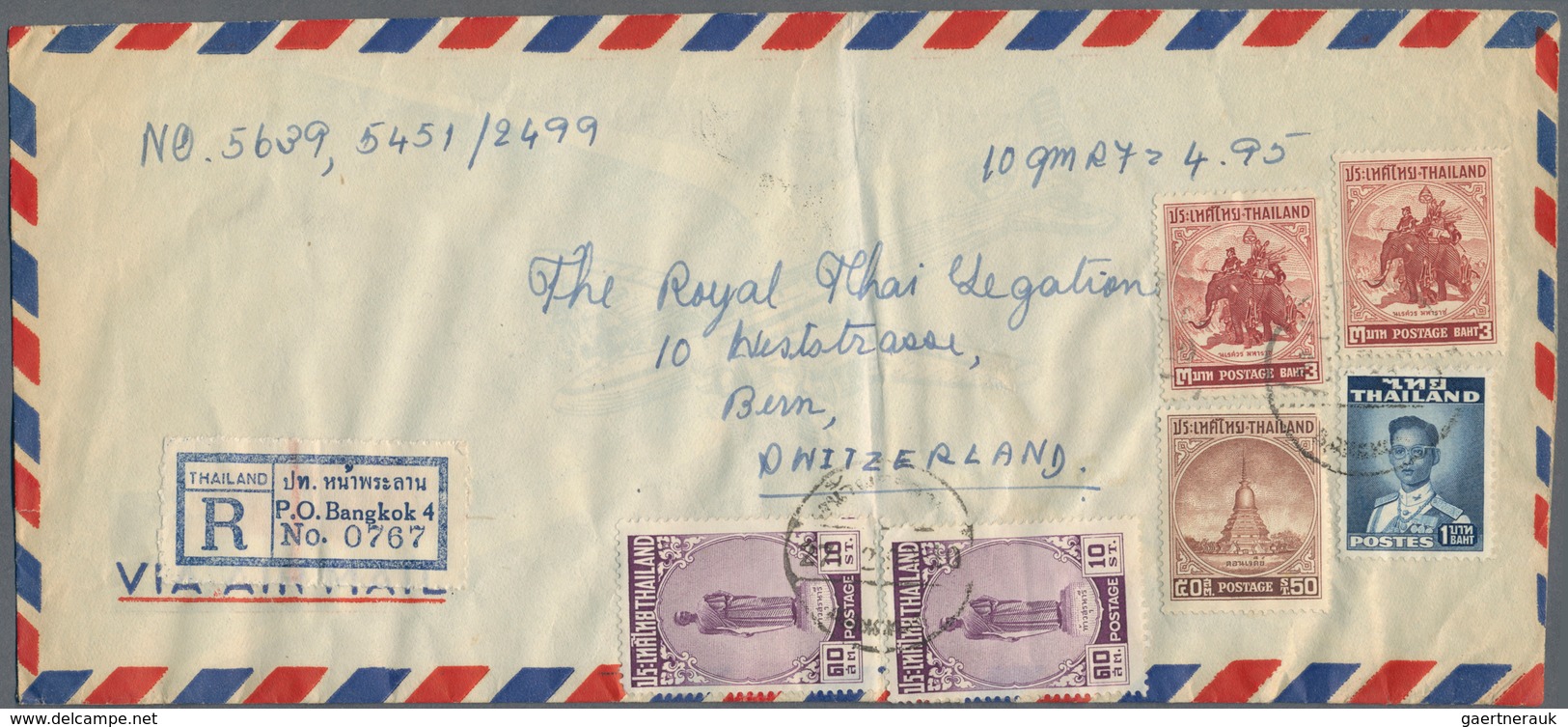 Thailand: 1904/99 (ca.), covers (53 inc. AV2-marked x5), used ppc (8) mostly to Switzerland. Also st