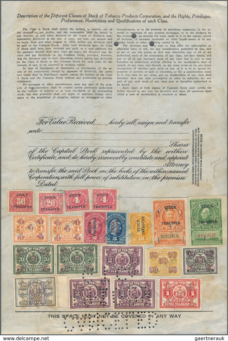 Vereinigte Staaten Von Amerika - Fiskalmarken: 1867/1936, Fiscals On Documents Up To $100 Denominati - Revenues