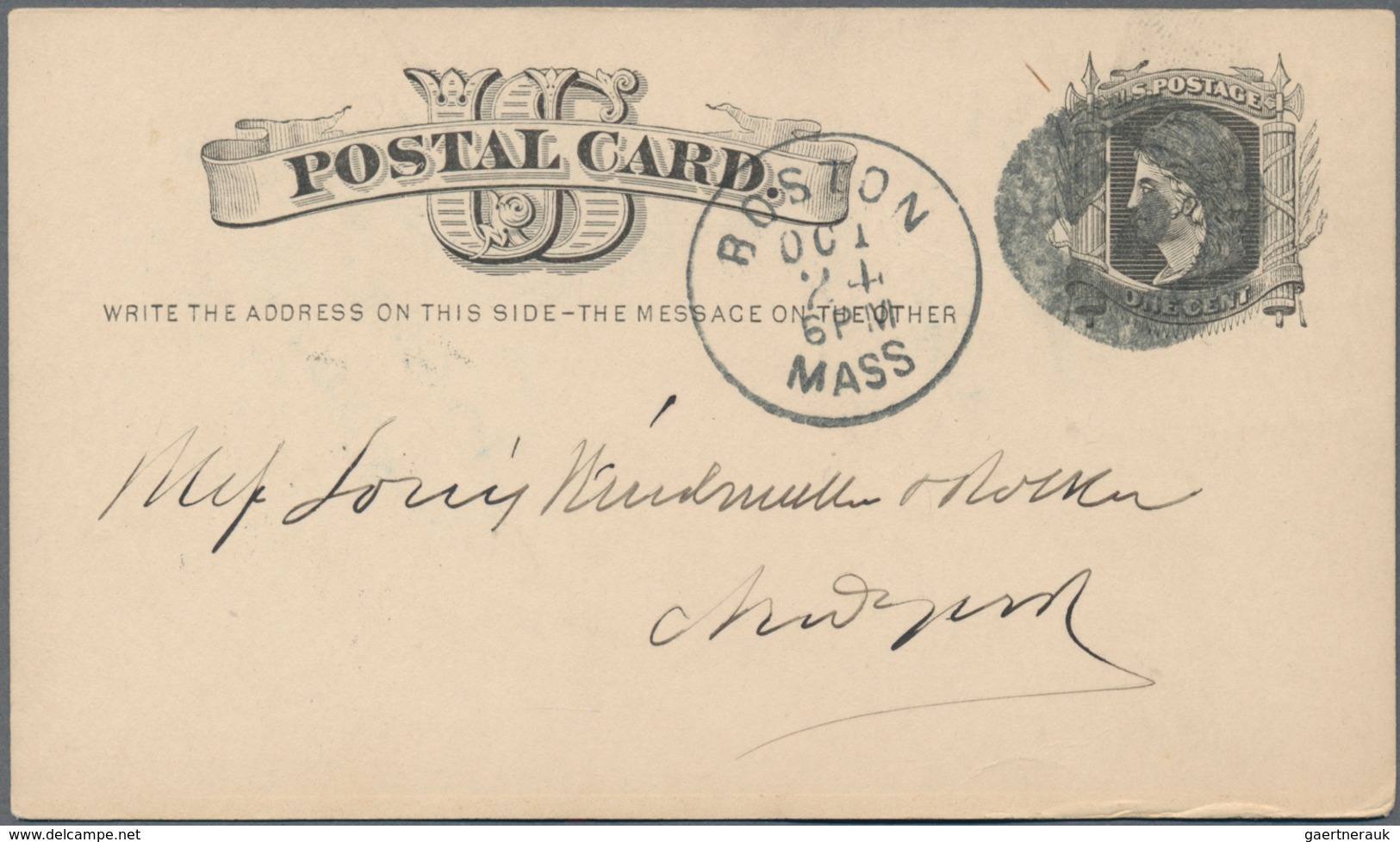 Vereinigte Staaten Von Amerika - Ganzsachen: 1879/81, Stationery Card 1 C. Black (11) With Circular - Autres & Non Classés