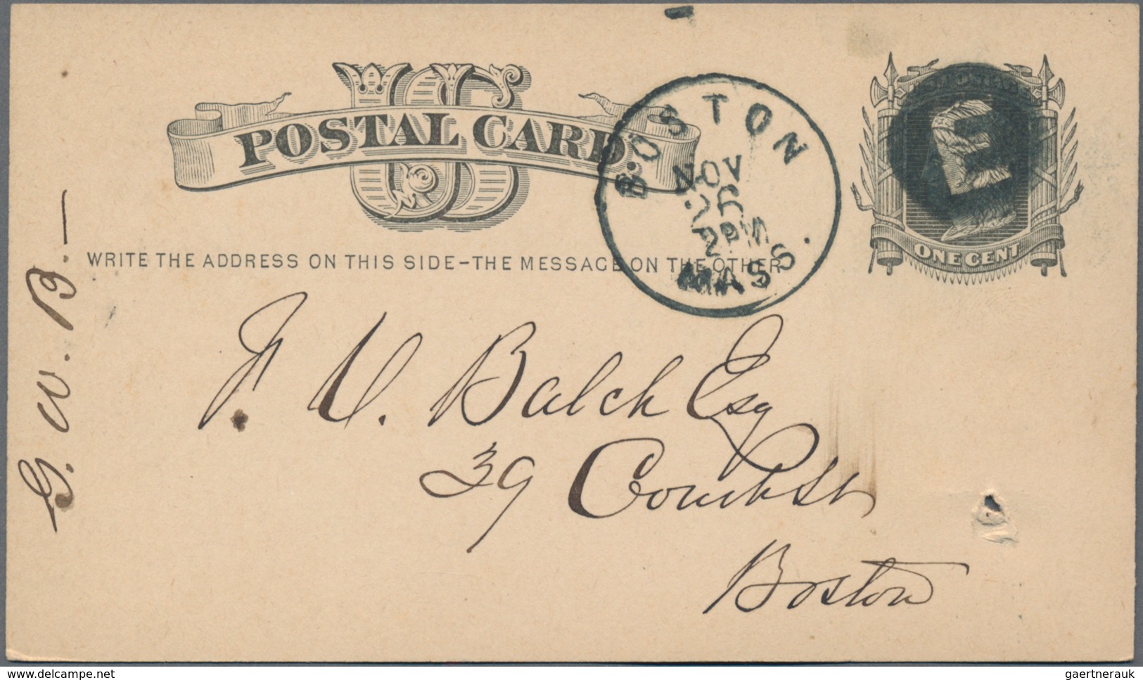 Vereinigte Staaten von Amerika - Ganzsachen: 1879/81, stationery card 1 C. black (11) with circular