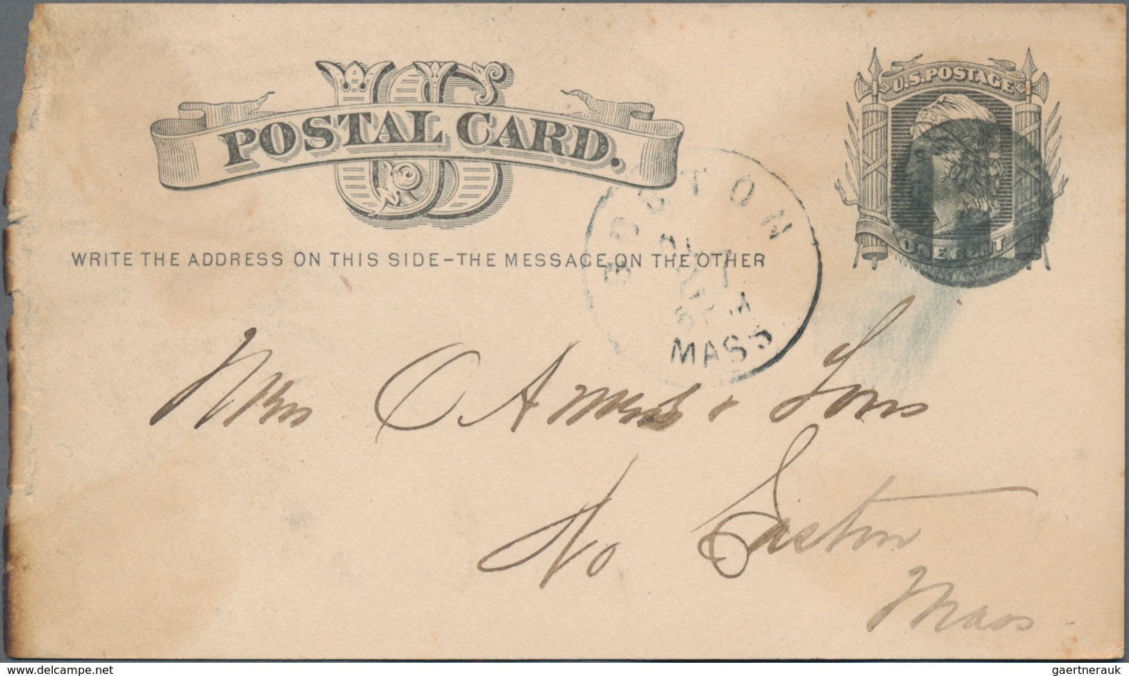 Vereinigte Staaten von Amerika - Ganzsachen: 1879/81, stationery card 1 C. black (11) with circular