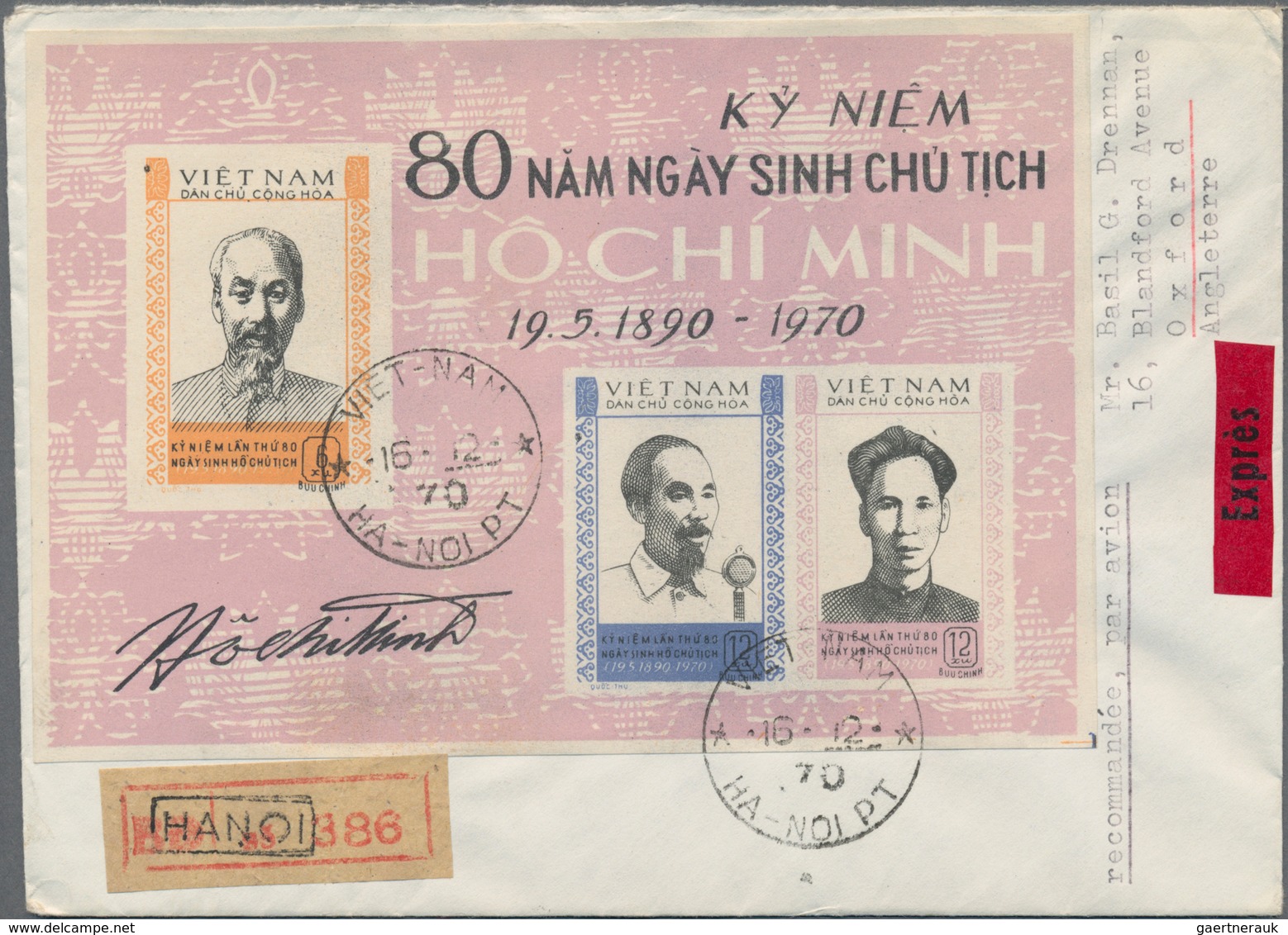 Vietnam-Nord (1945-1975): 1970/71, 20 Covers Addressed To Oxford, Great Britain, Mostly Express Airm - Vietnam