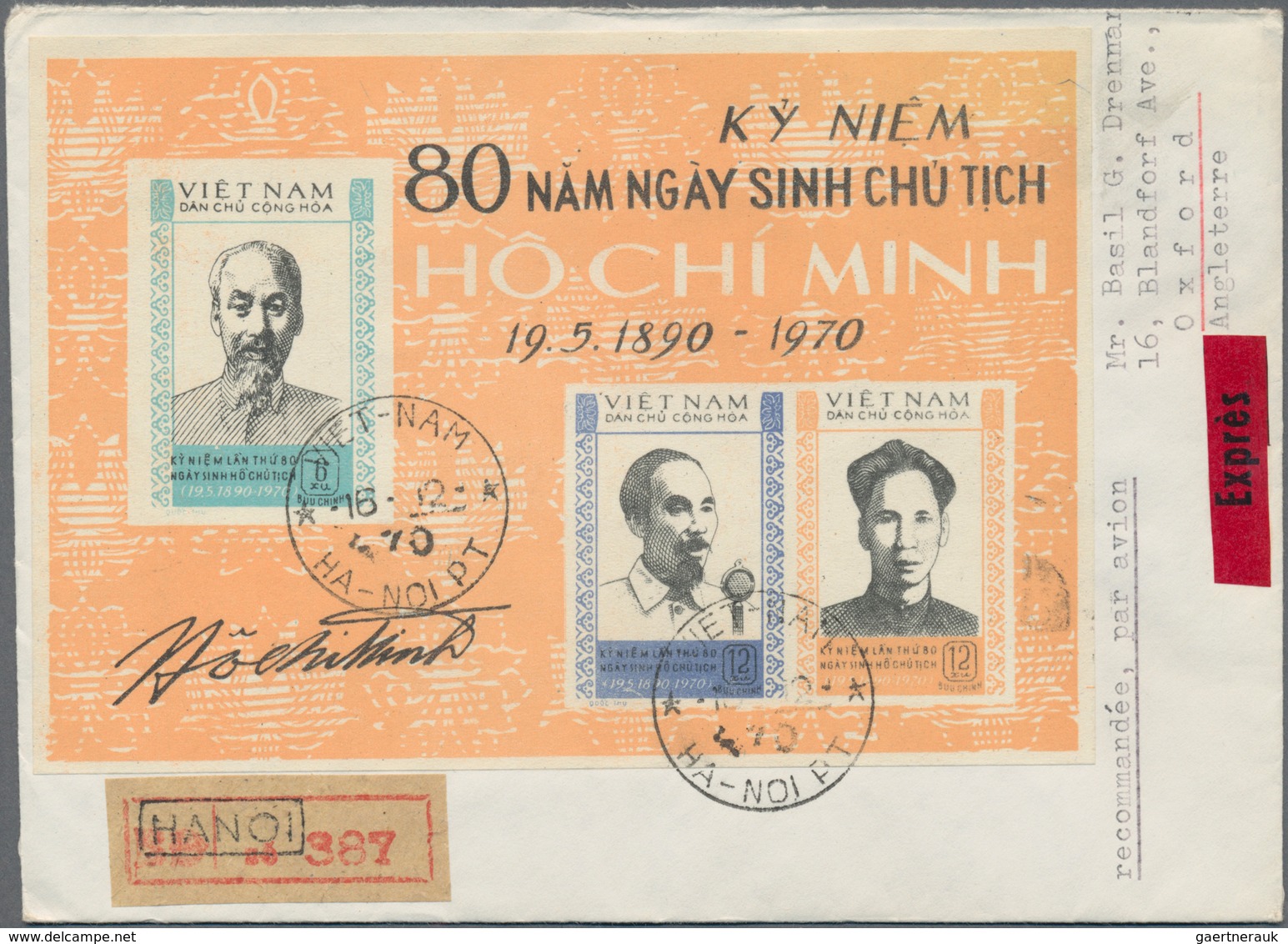 Vietnam-Nord (1945-1975): 1970/71, 20 Covers Addressed To Oxford, Great Britain, Mostly Express Airm - Viêt-Nam