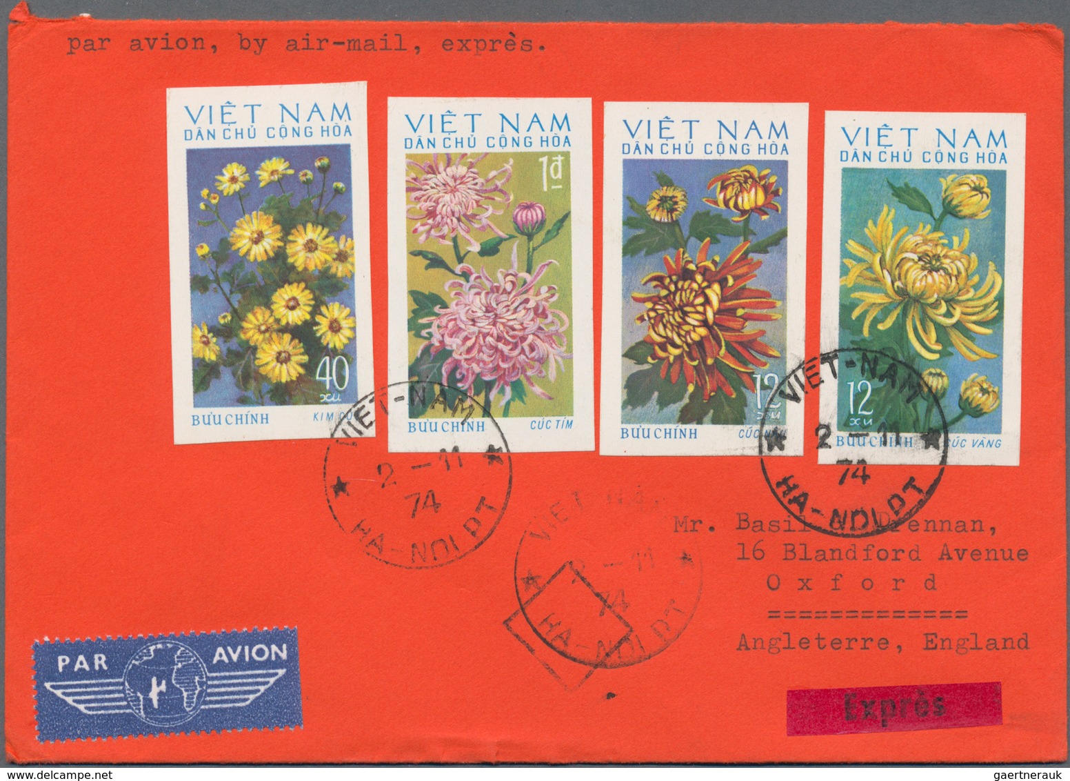 Vietnam-Nord (1945-1975): 1974/76, 29 Covers Addressed To Oxford, Great Britain, Mostly Express Airm - Viêt-Nam