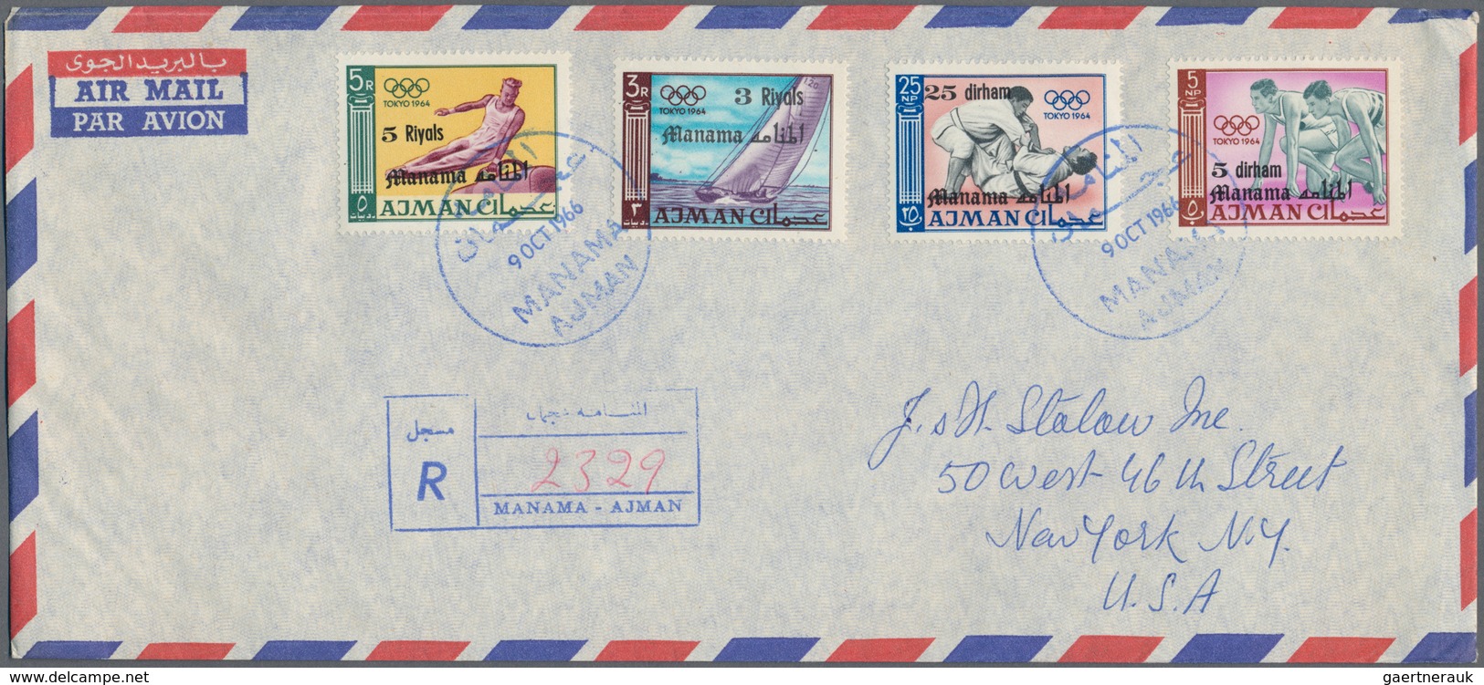 Asien: 1964/71, Emirates Forerunners, Covers Commercially Used To USA Or Switzerland And Mostly Regi - Autres - Asie