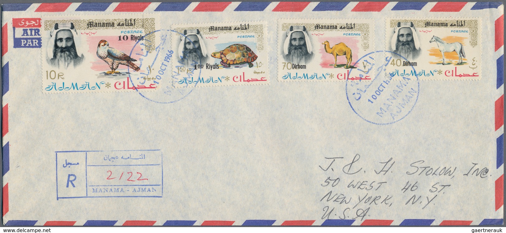 Asien: 1964/71, Emirates Forerunners, Covers Commercially Used To USA Or Switzerland And Mostly Regi - Autres - Asie