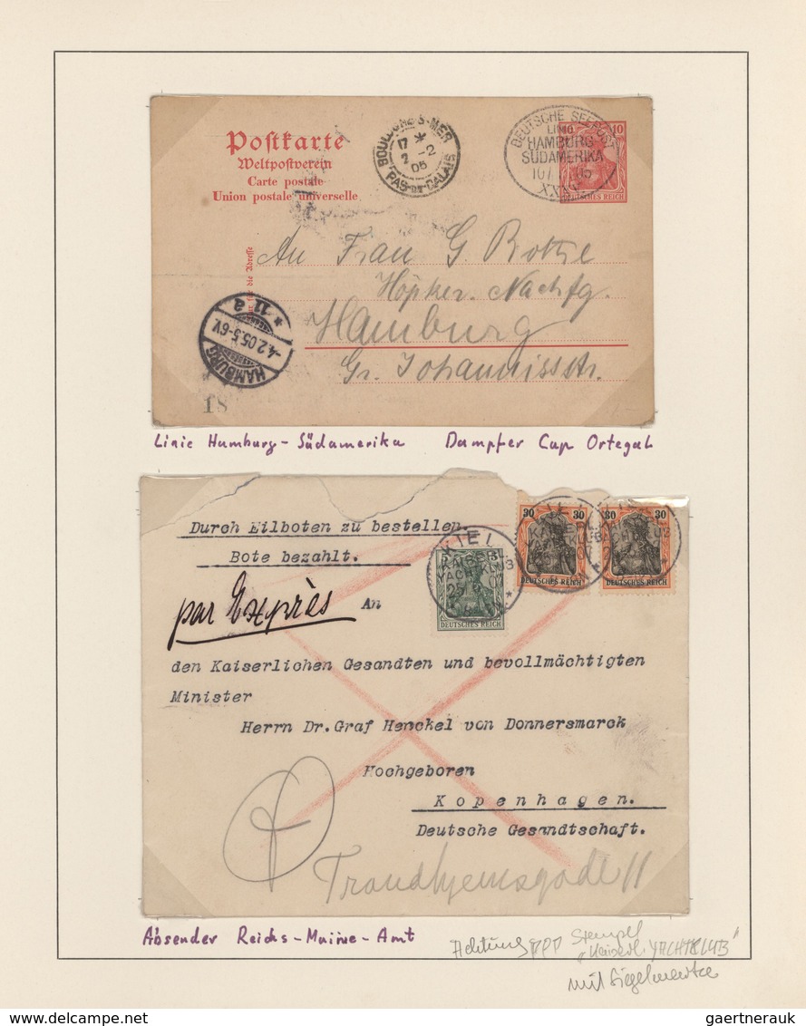 Deutsche Schiffspost - Marine: 1892/1917, Kleine Auf Albumblätter Aufgezogene Sammlung "Deutsche See - Autres & Non Classés