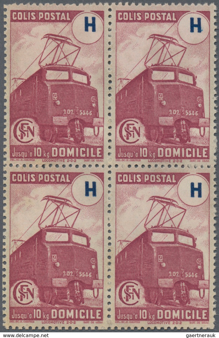 Thematik: Eisenbahn / Railway: 1945, France Parcel Stamps, "H" Purple "Domicile", Not Issued, Lot Of - Trains