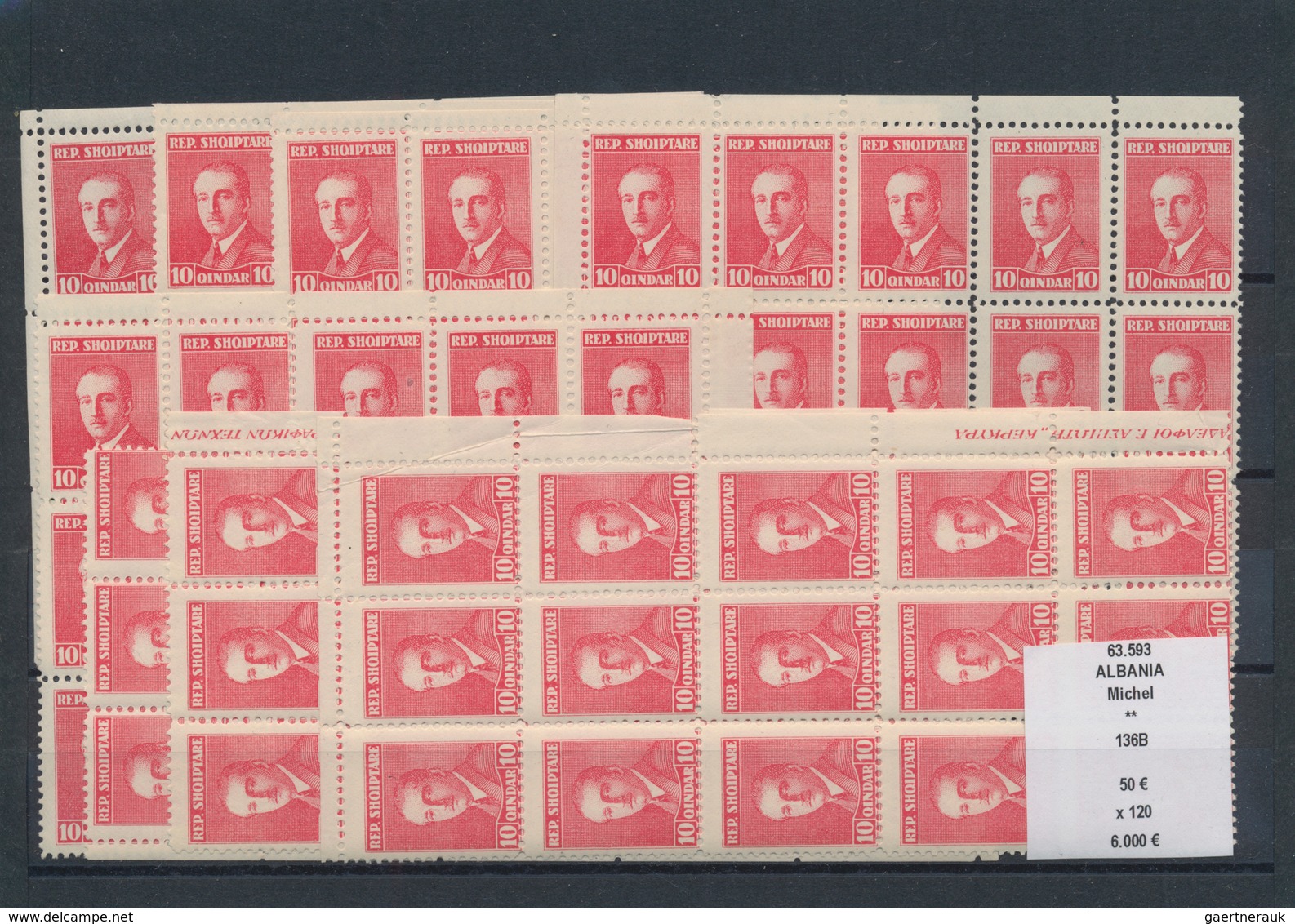 Albanien: 1920/1928, Stock Only MNH Issues In Units Offering These Quantities: Michel No. 74 (150 Co - Albanie