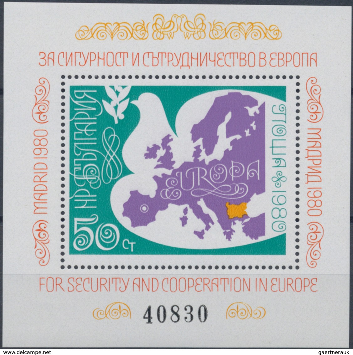 Bulgarien: 1979, Interkosmos, 200 copies of the imperforated souvenir sheet MNH. Michel bl. no. 87,