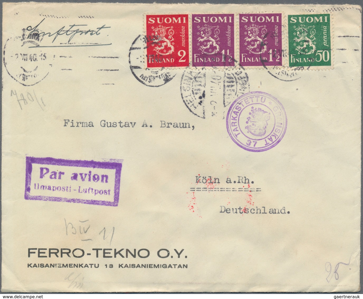 Finnland: 1900/1970, Lot Of About 628 Covers And Cards With Some Airmail, Censor, Registered Letters - Lettres & Documents