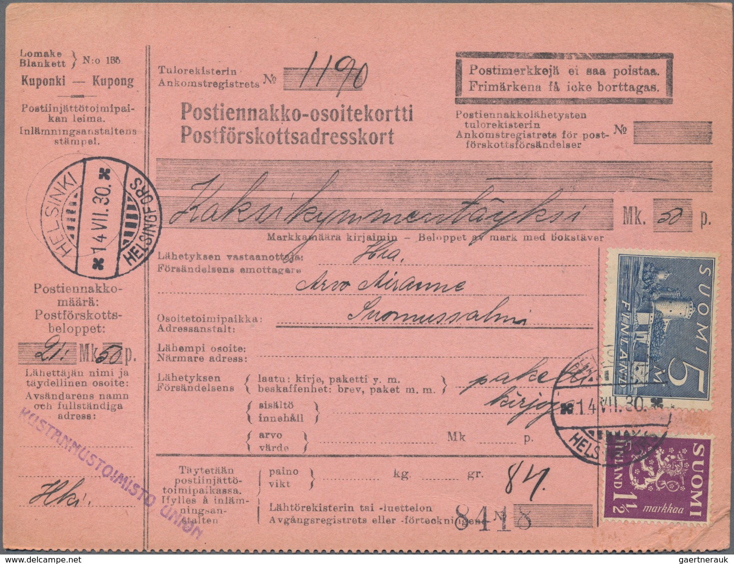 Finnland: 1900/1970, Lot Of About 628 Covers And Cards With Some Airmail, Censor, Registered Letters - Covers & Documents